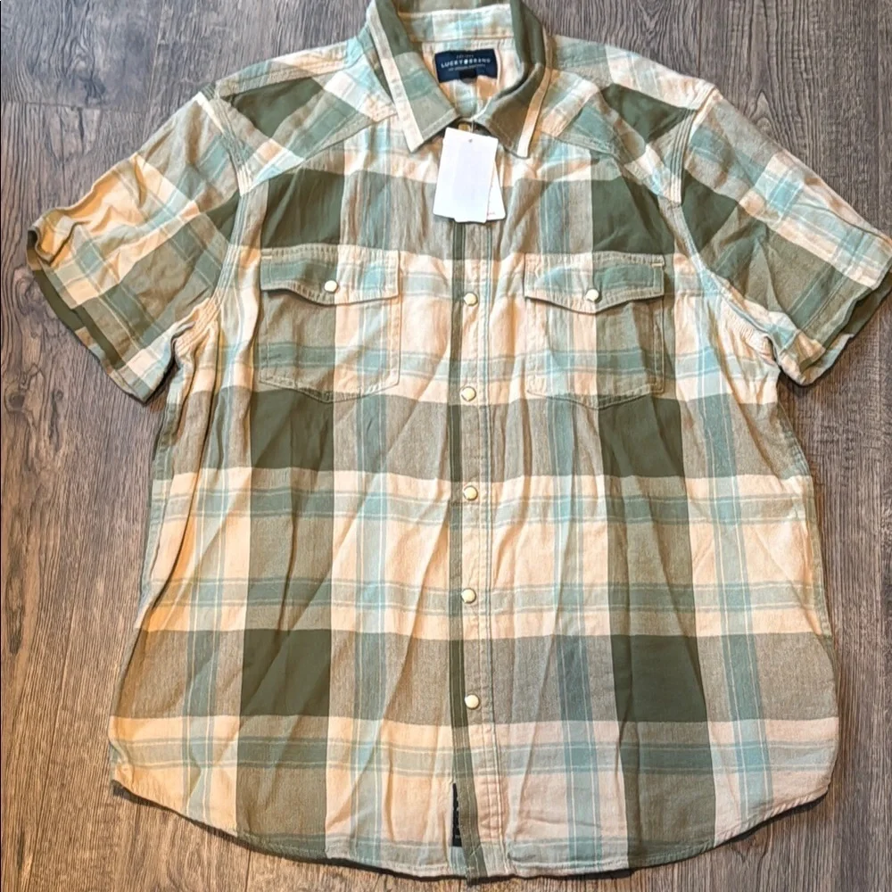Lucky Brand Herringbone Western Workwear Button Down Shirt Medium New With Tags